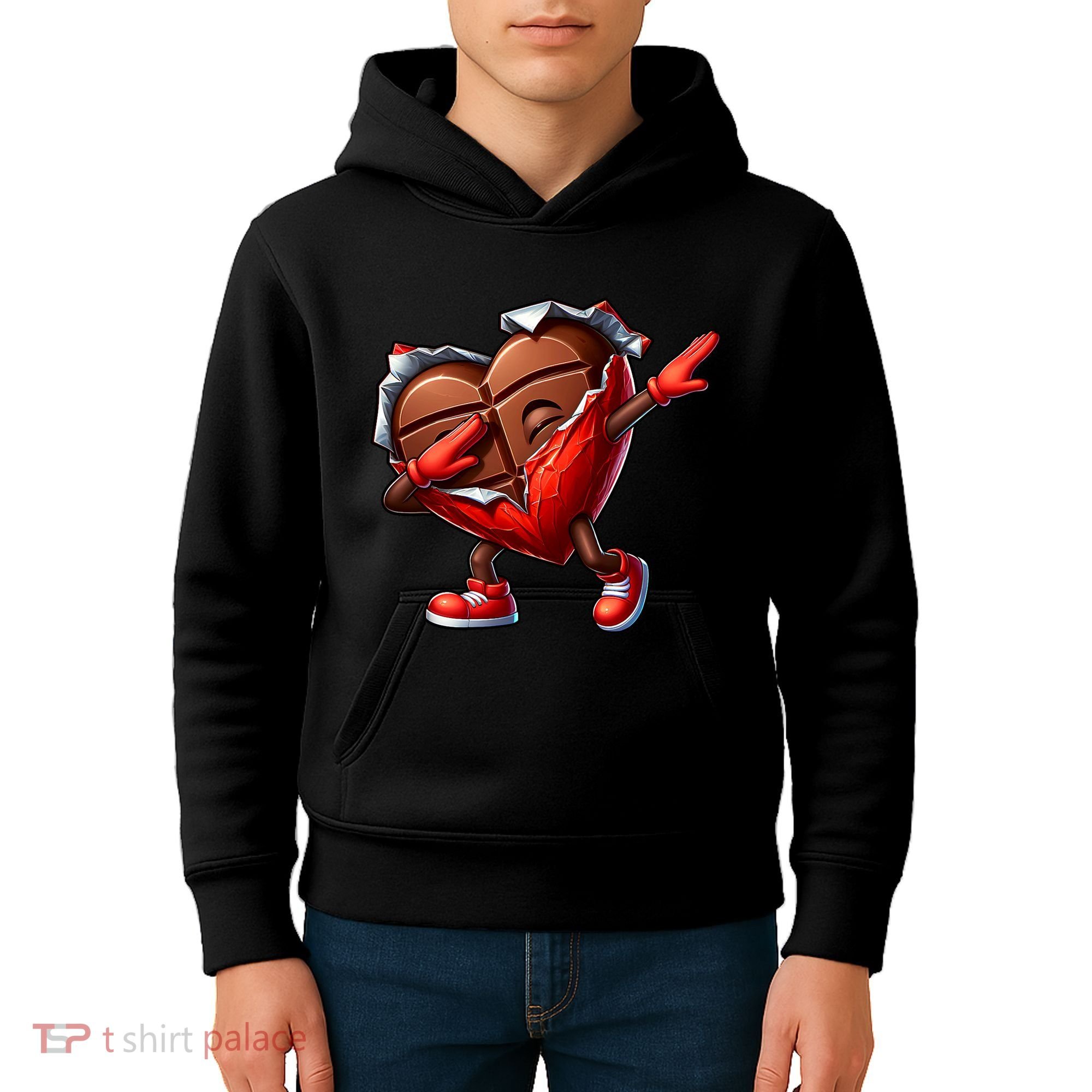 ValentineS Day Dabbing Heart Candy Funny Humor Kids Hoodie