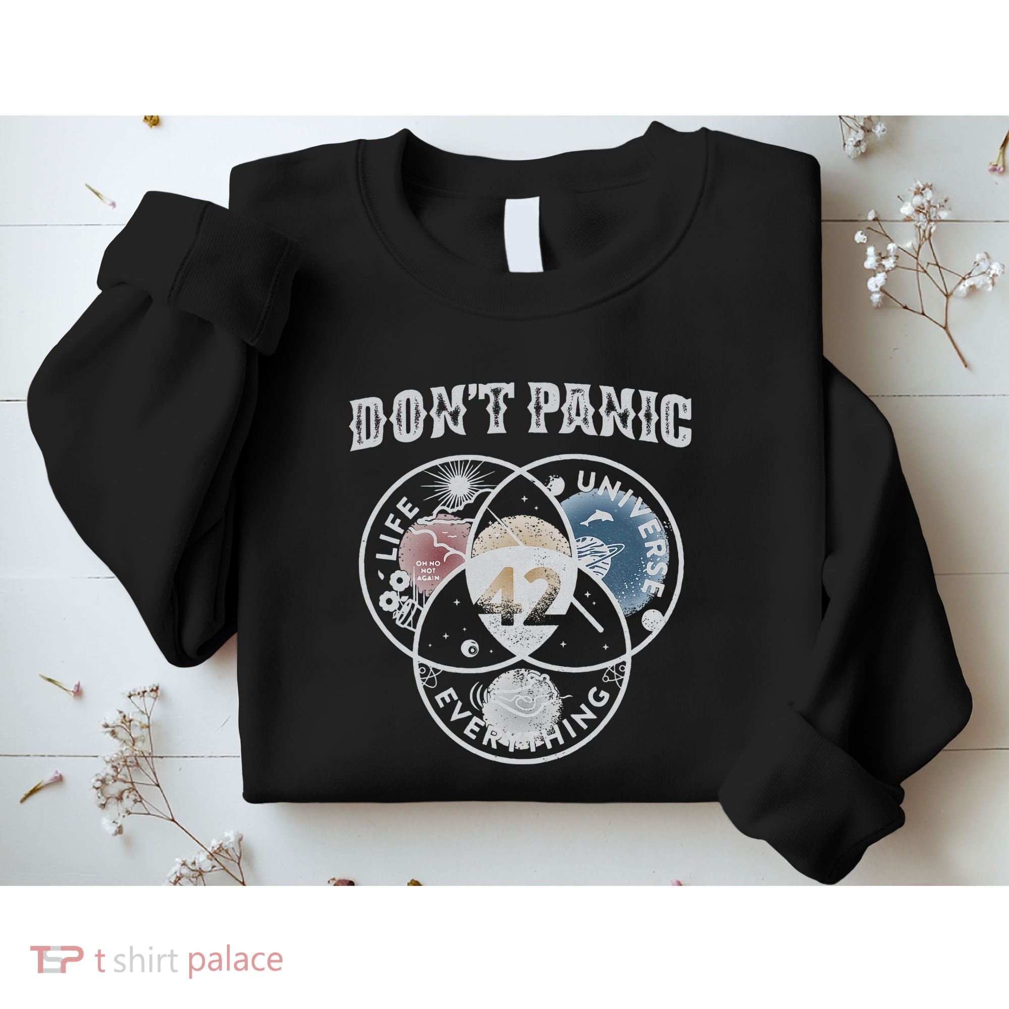 Venn Diagram DonT Panic Life The Universe And Everything 42 Sweatshirt