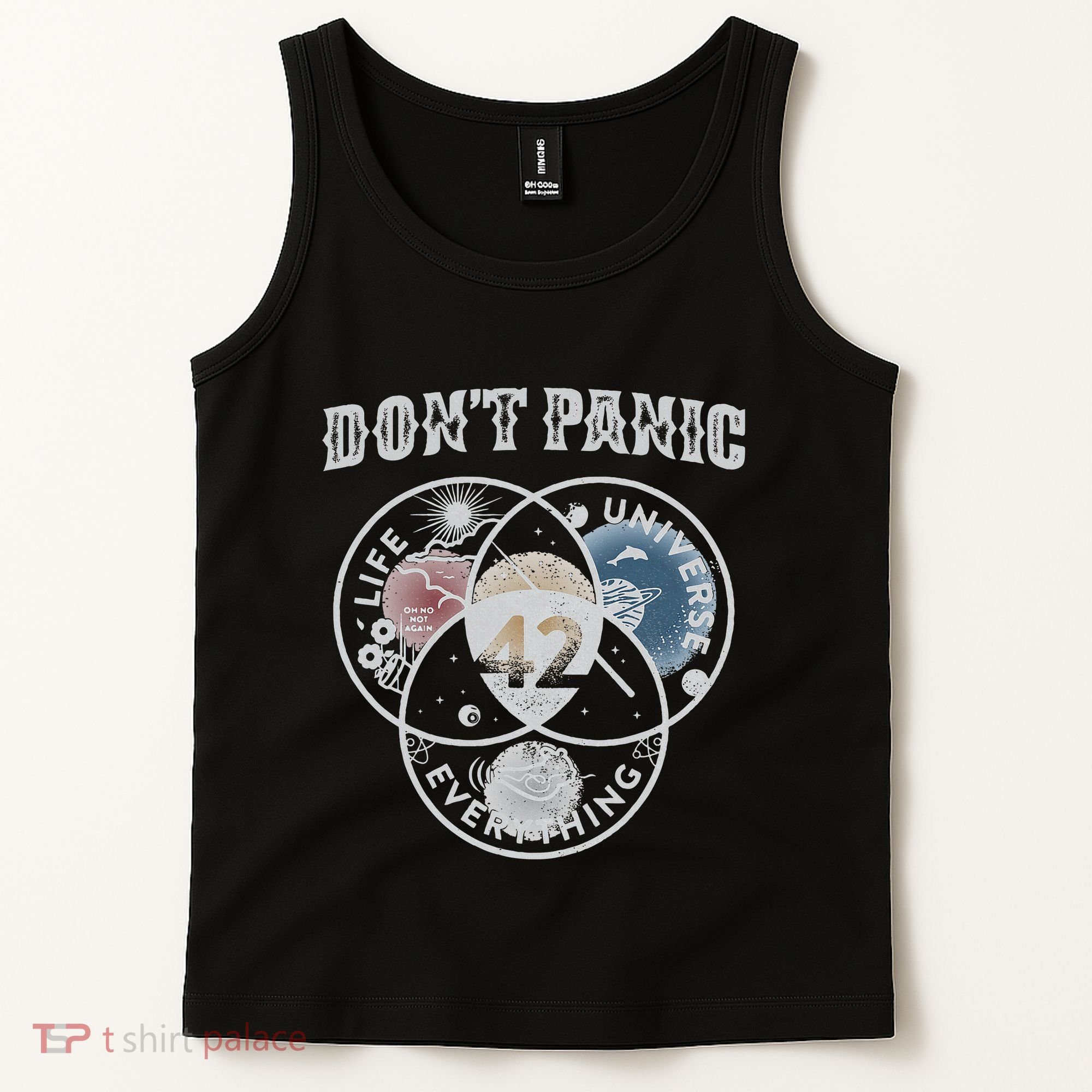 Venn Diagram DonT Panic Life The Universe And Everything 42 Tank Top