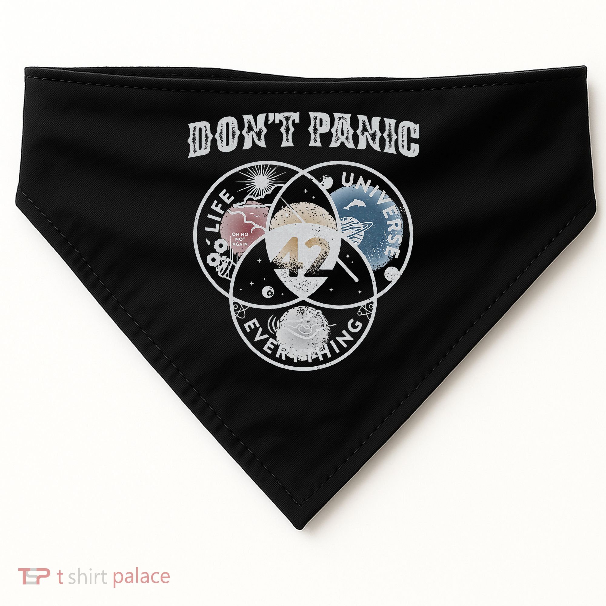 Venn Diagram DonT Panic Life The Universe And Everything 42 USA-Made Doggie Bandana