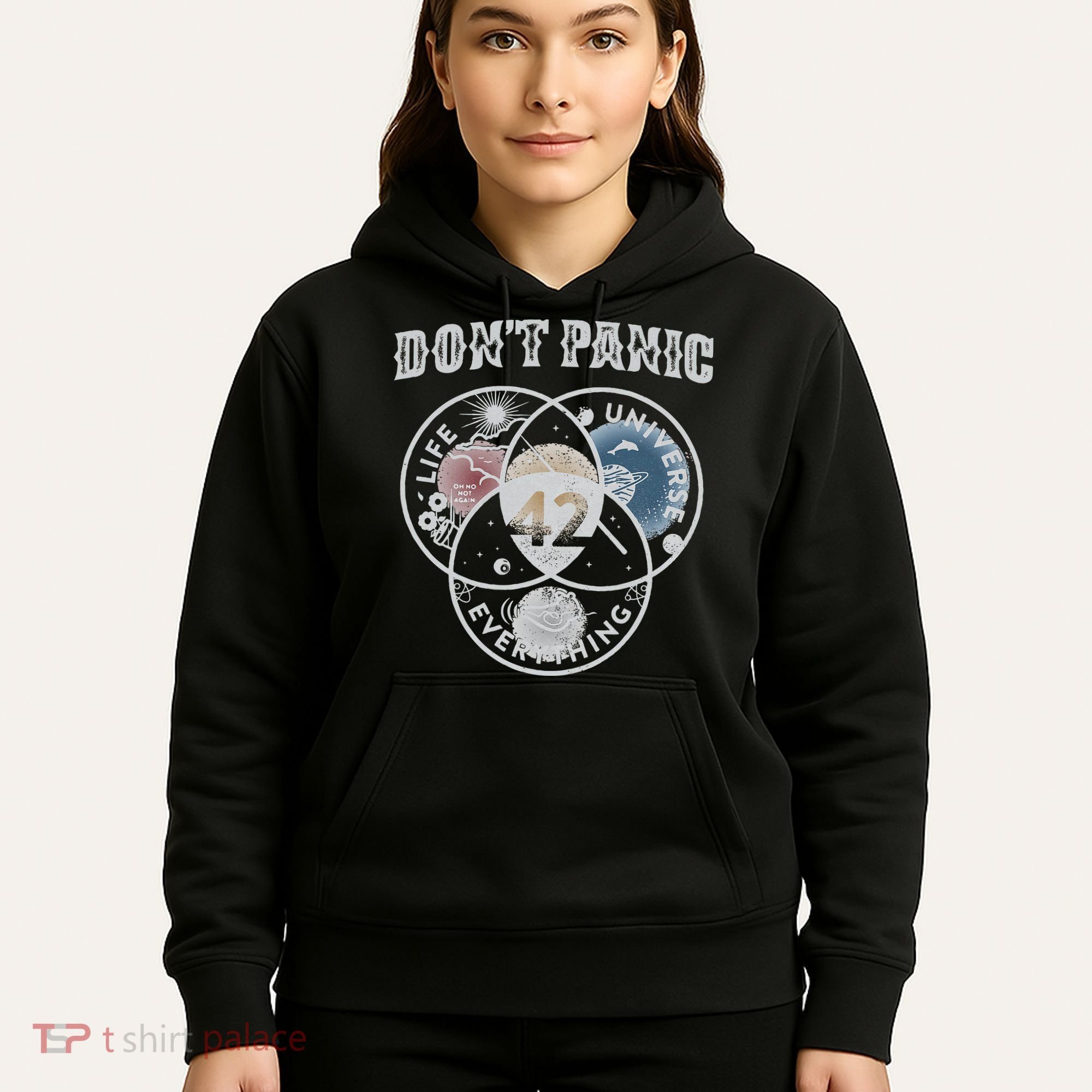 Venn Diagram DonT Panic Life The Universe And Everything 42 Hoodie