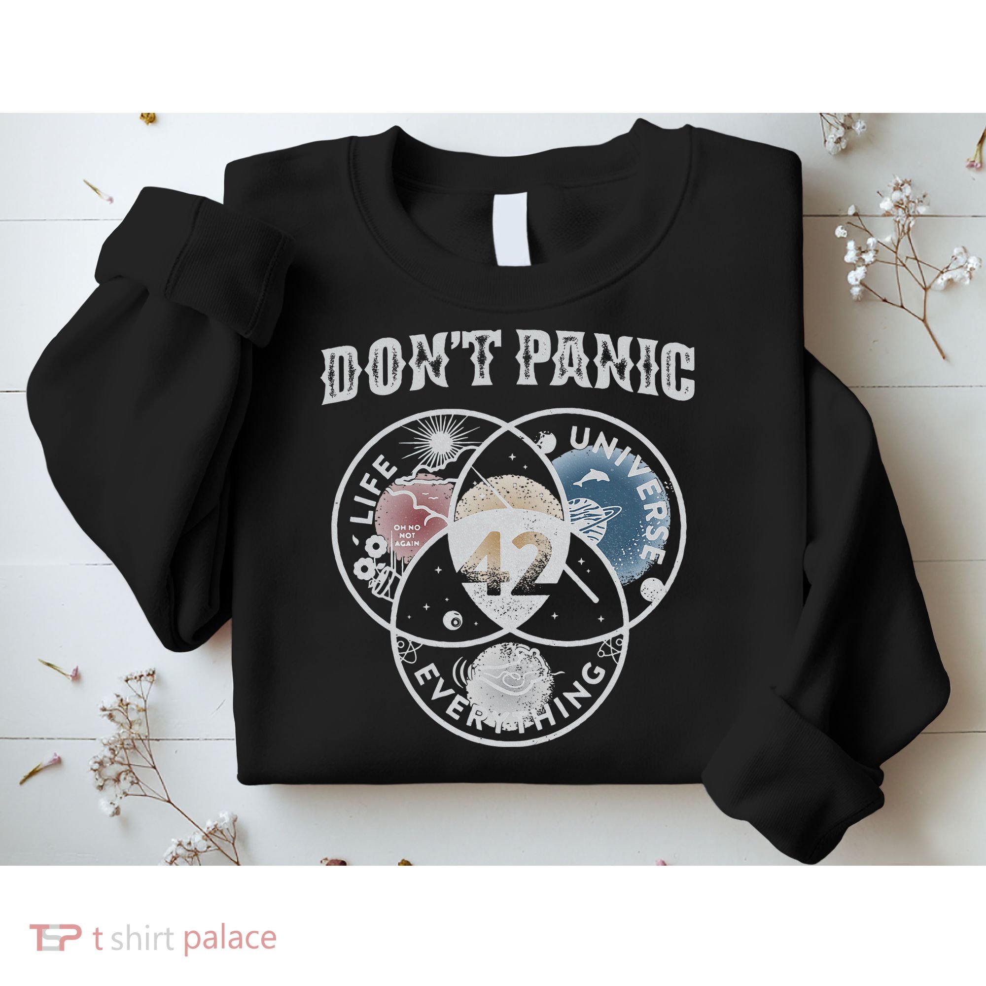 Venn Diagram DonT Panic Life The Universe And Everything 42 Sweatshirt