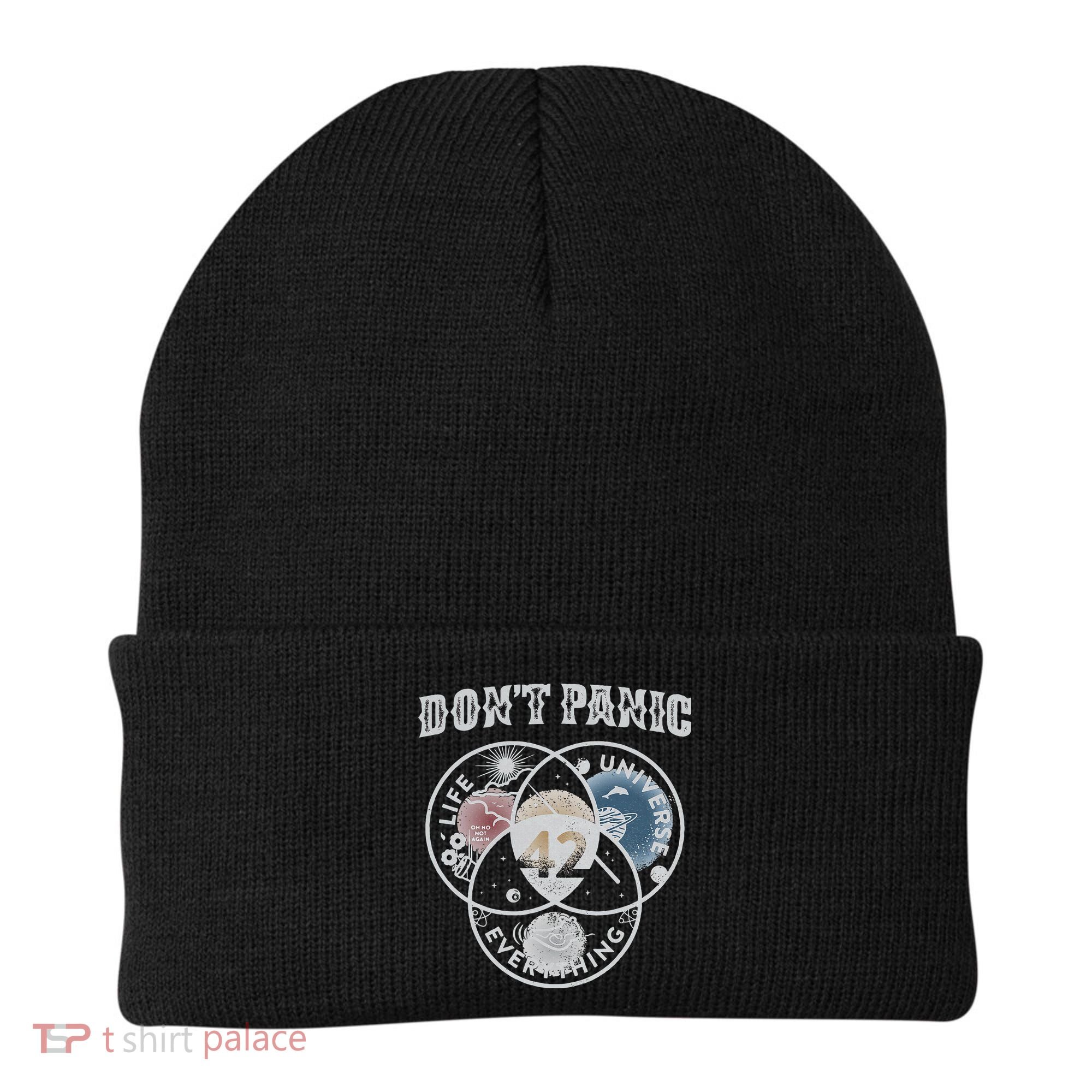 Venn Diagram DonT Panic Life The Universe And Everything 42 Beanie