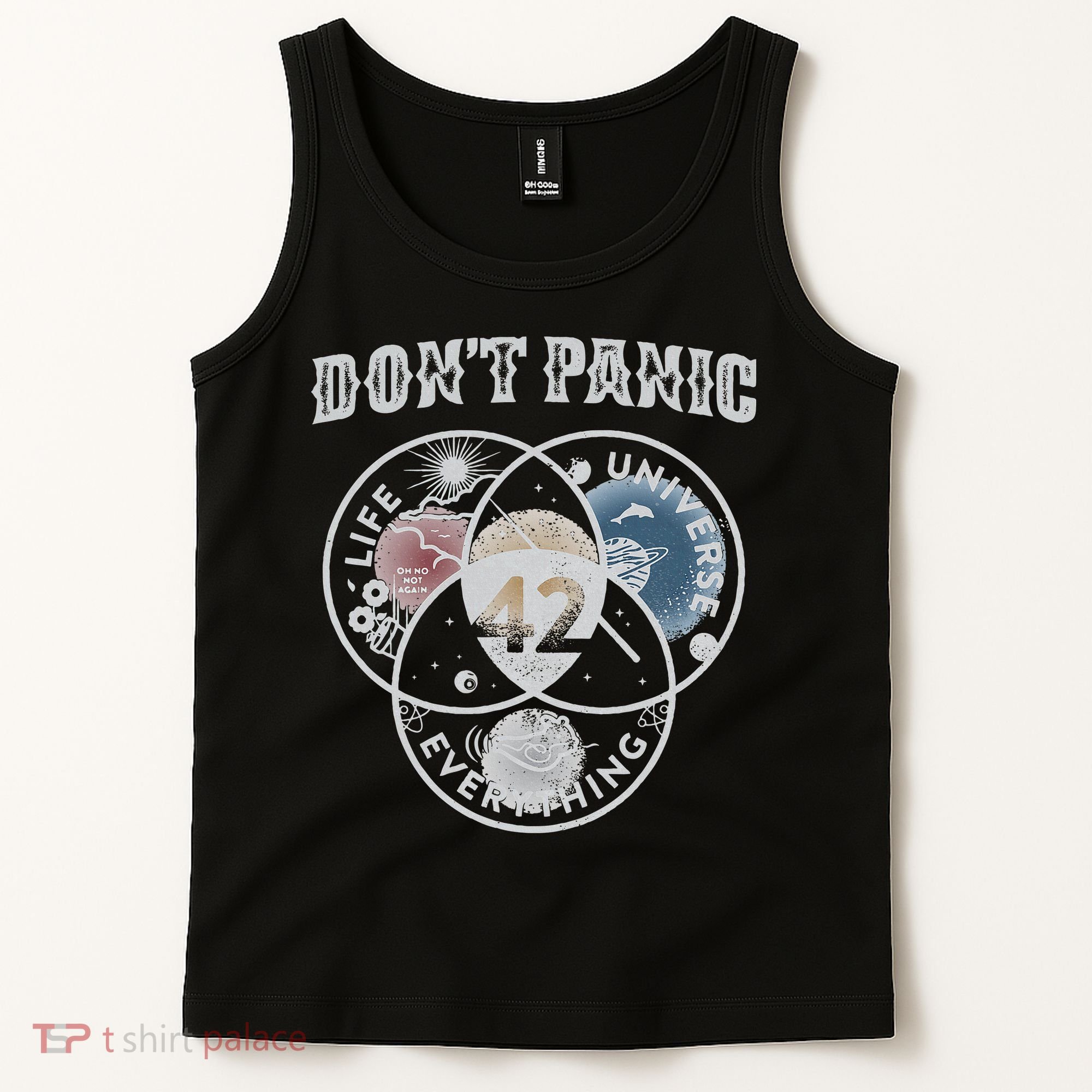 Venn Diagram DonT Panic Life The Universe And Everything 42 Tank Top