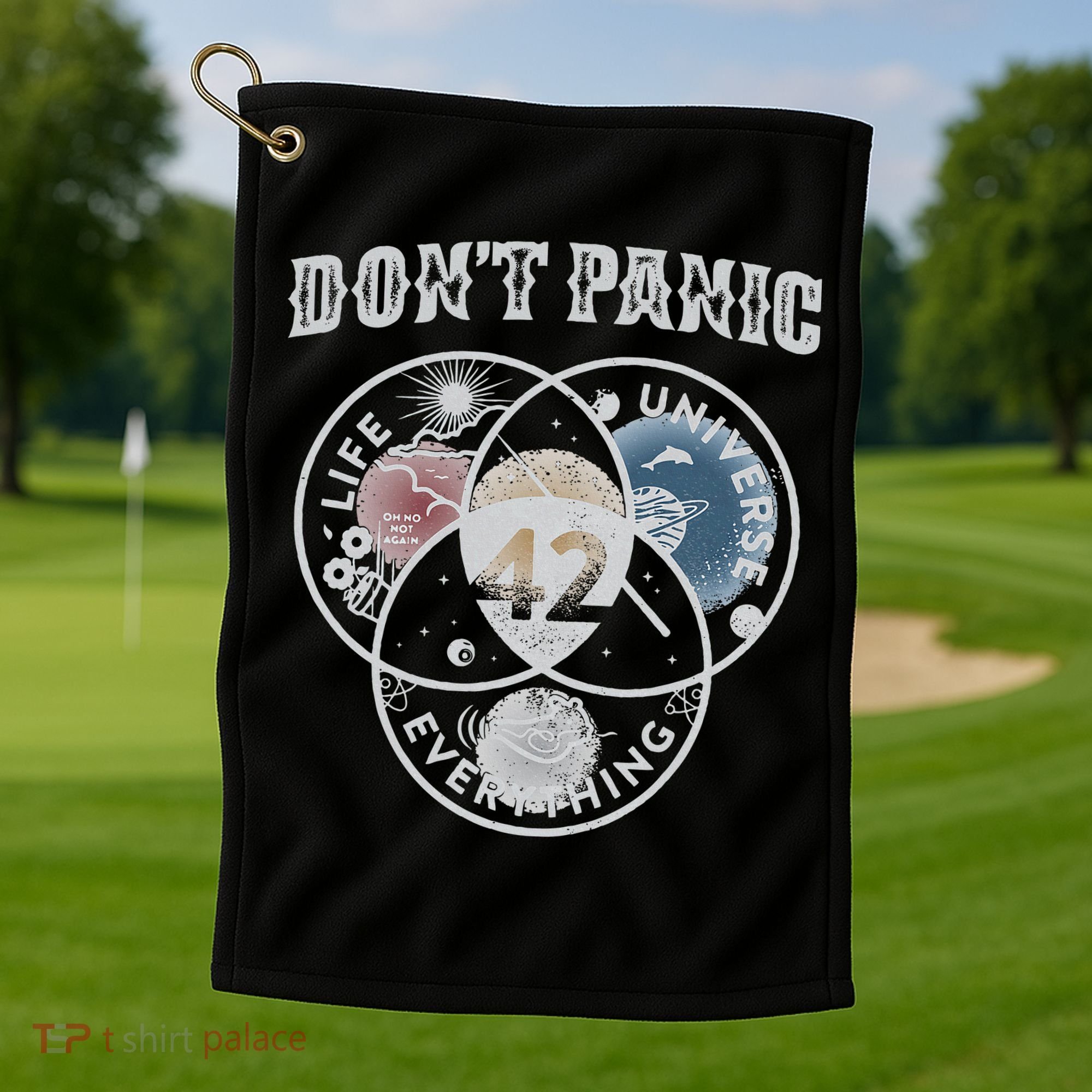 Venn Diagram DonT Panic Life The Universe And Everything 42 Golf Towel