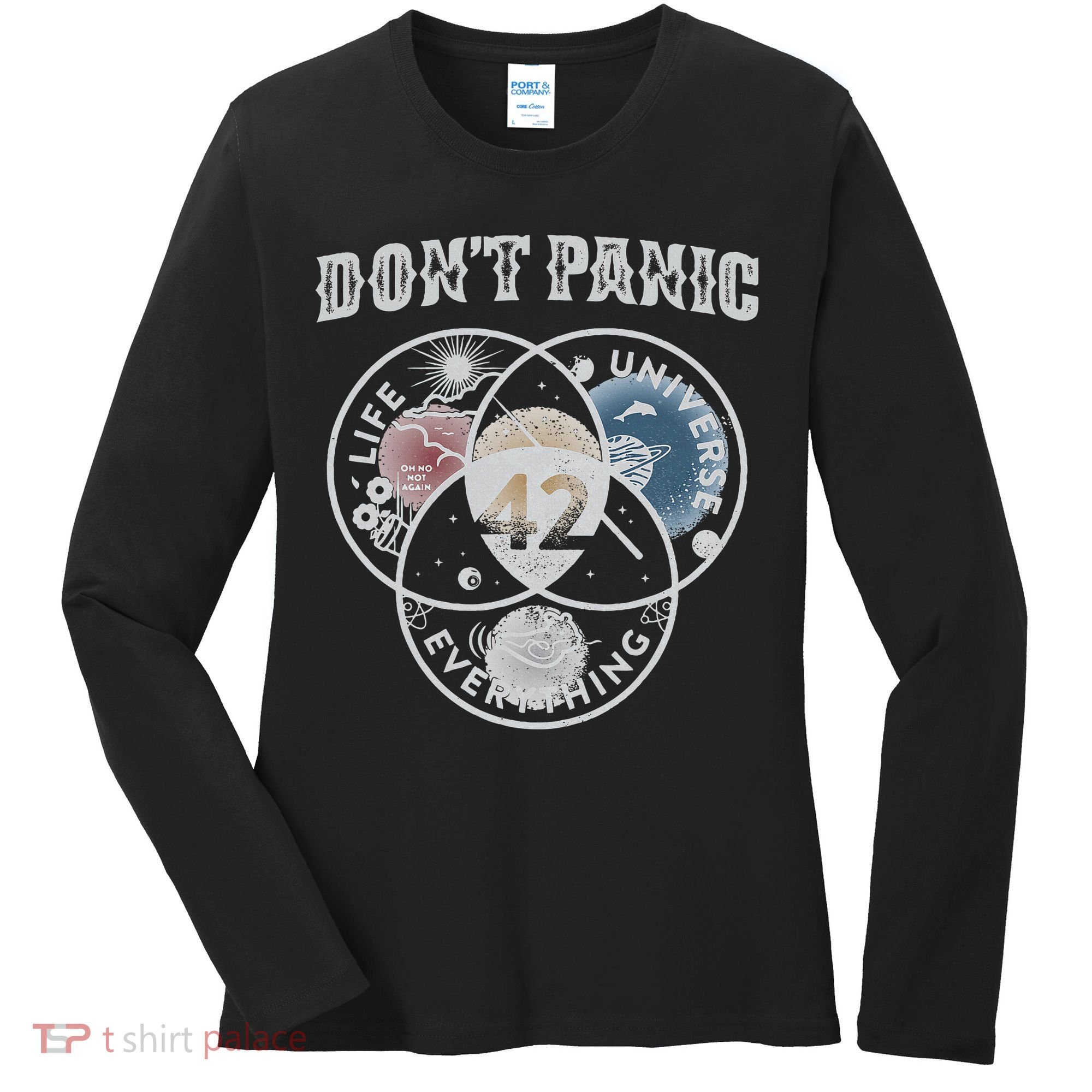 Venn Diagram DonT Panic Life The Universe And Everything 42 Women's Long Sleeve Shirt