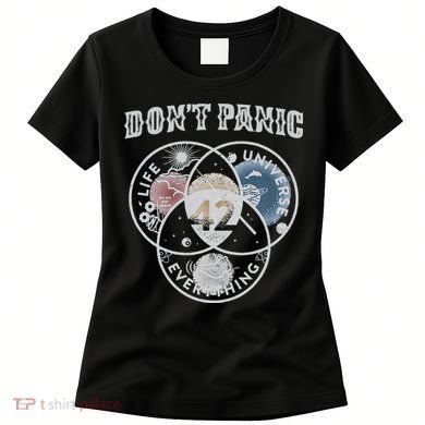 Venn Diagram DonT Panic Life The Universe And Everything 42 Women's T-Shirt