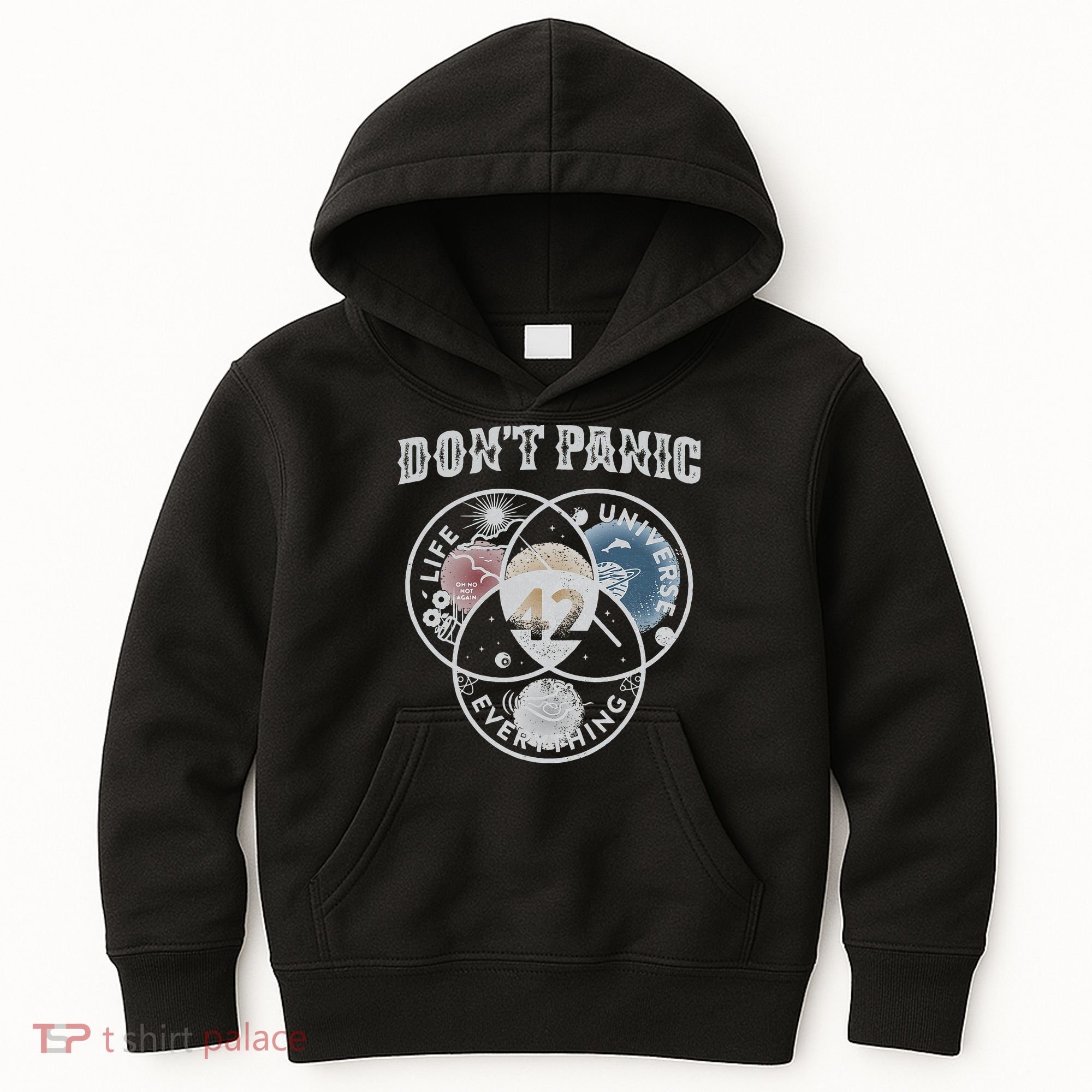 Venn Diagram DonT Panic Life The Universe And Everything 42 Kids Hoodie