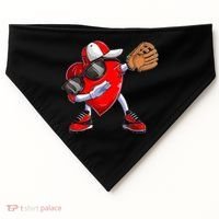 Valentines Day Dabbing Heart Shirt Boys Baseball Catcher USA-Made Doggie Bandana thumb 0