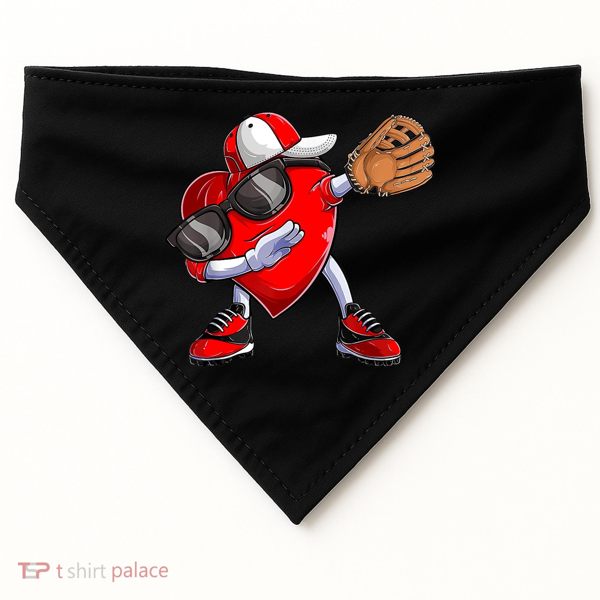 Valentines Day Dabbing Heart Shirt Boys Baseball Catcher USA-Made Doggie Bandana