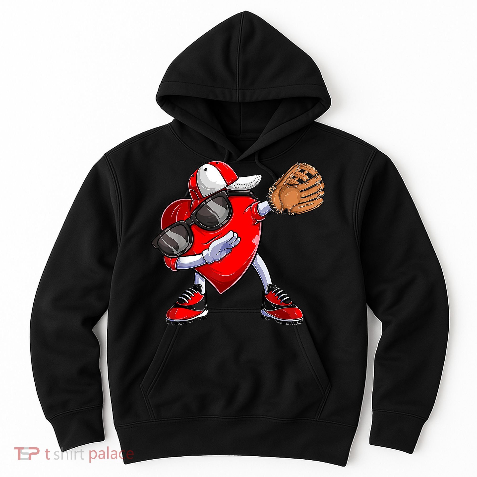 Valentines Day Dabbing Heart Shirt Boys Baseball Catcher Hoodie