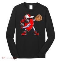 Valentines Day Dabbing Heart Shirt Boys Baseball Catcher Long Sleeve Shirt thumb 0