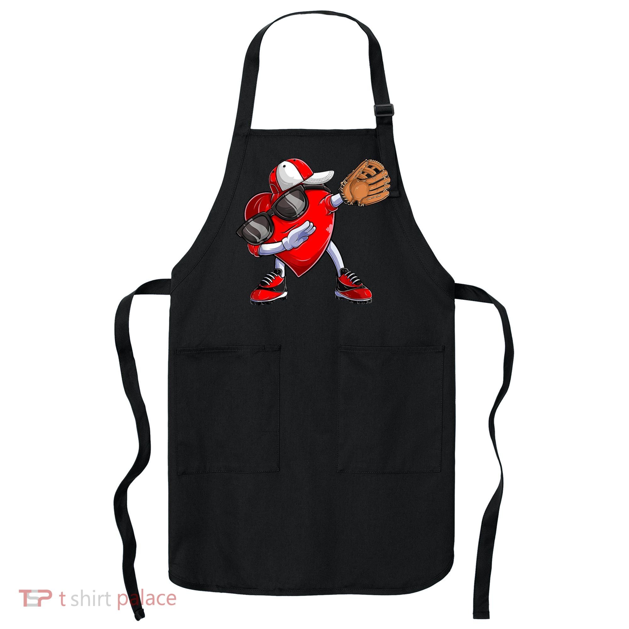 Valentines Day Dabbing Heart Shirt Boys Baseball Catcher Apron