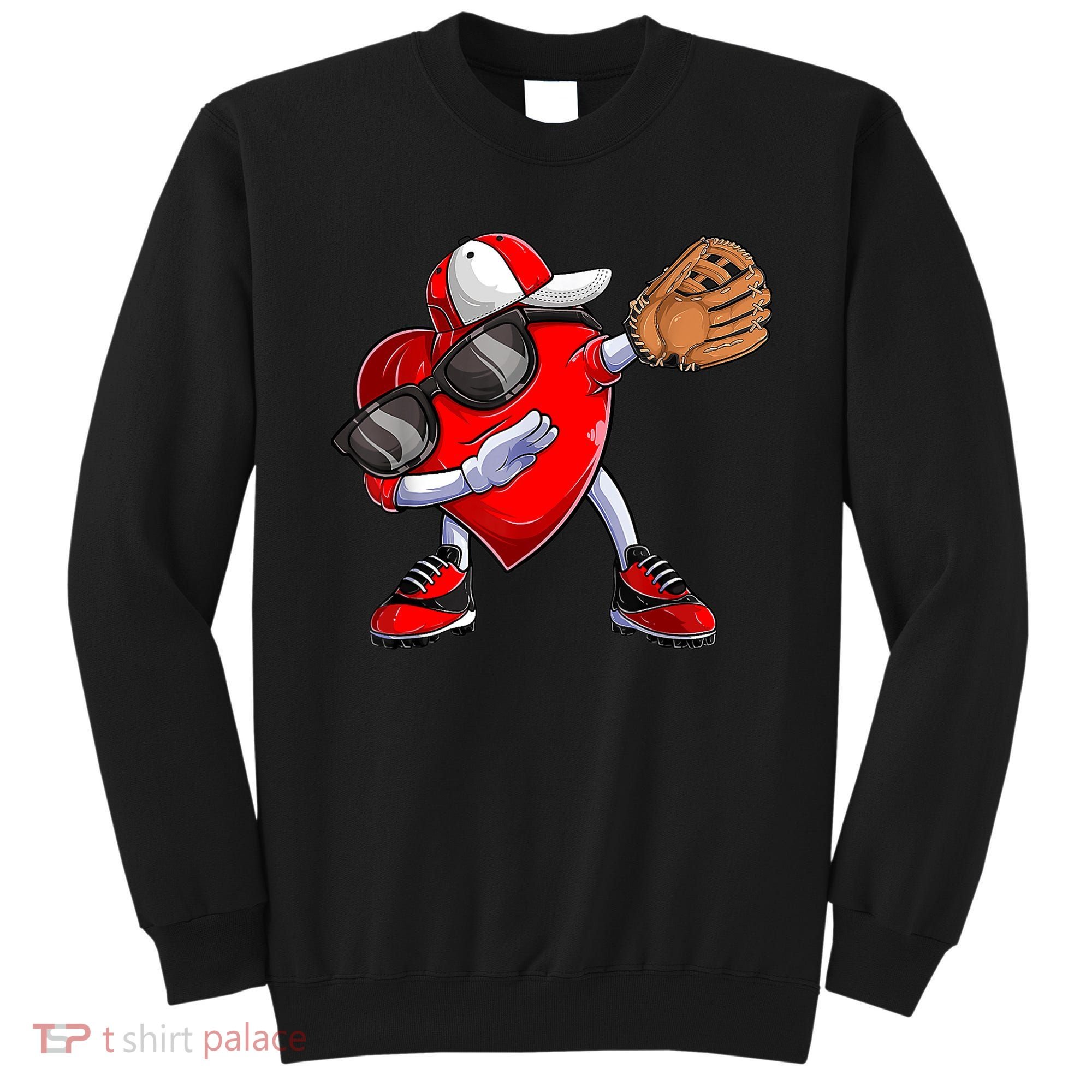 Valentines Day Dabbing Heart Shirt Boys Baseball Catcher Sweatshirt