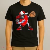 Valentines Day Dabbing Heart Shirt Boys Baseball Catcher T-Shirt thumb 3