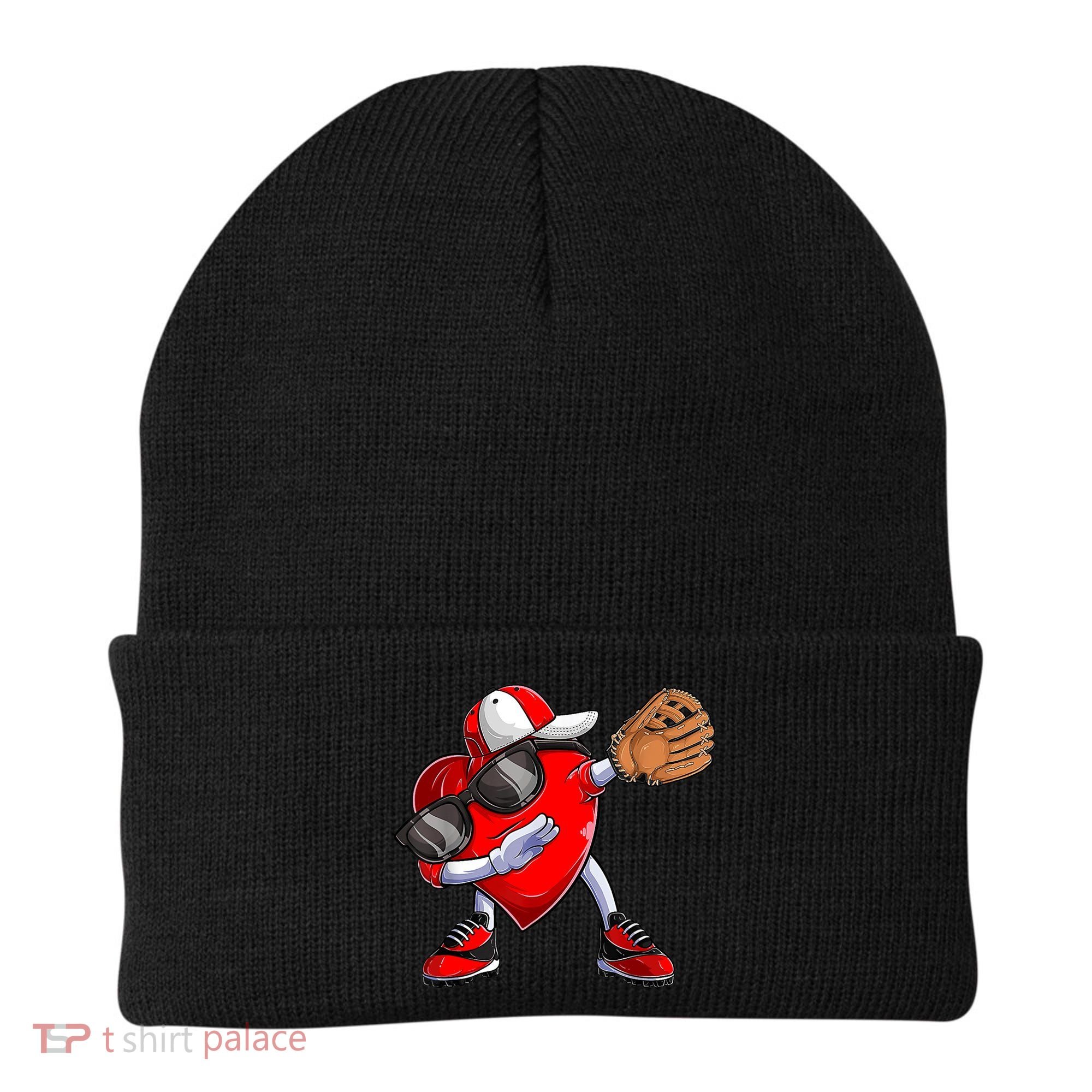 Valentines Day Dabbing Heart Shirt Boys Baseball Catcher Beanie