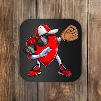 Valentines Day Dabbing Heart Shirt Boys Baseball Catcher Coaster thumb 0