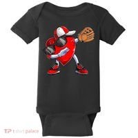 Valentines Day Dabbing Heart Shirt Boys Baseball Catcher Baby Bodysuit thumb 0