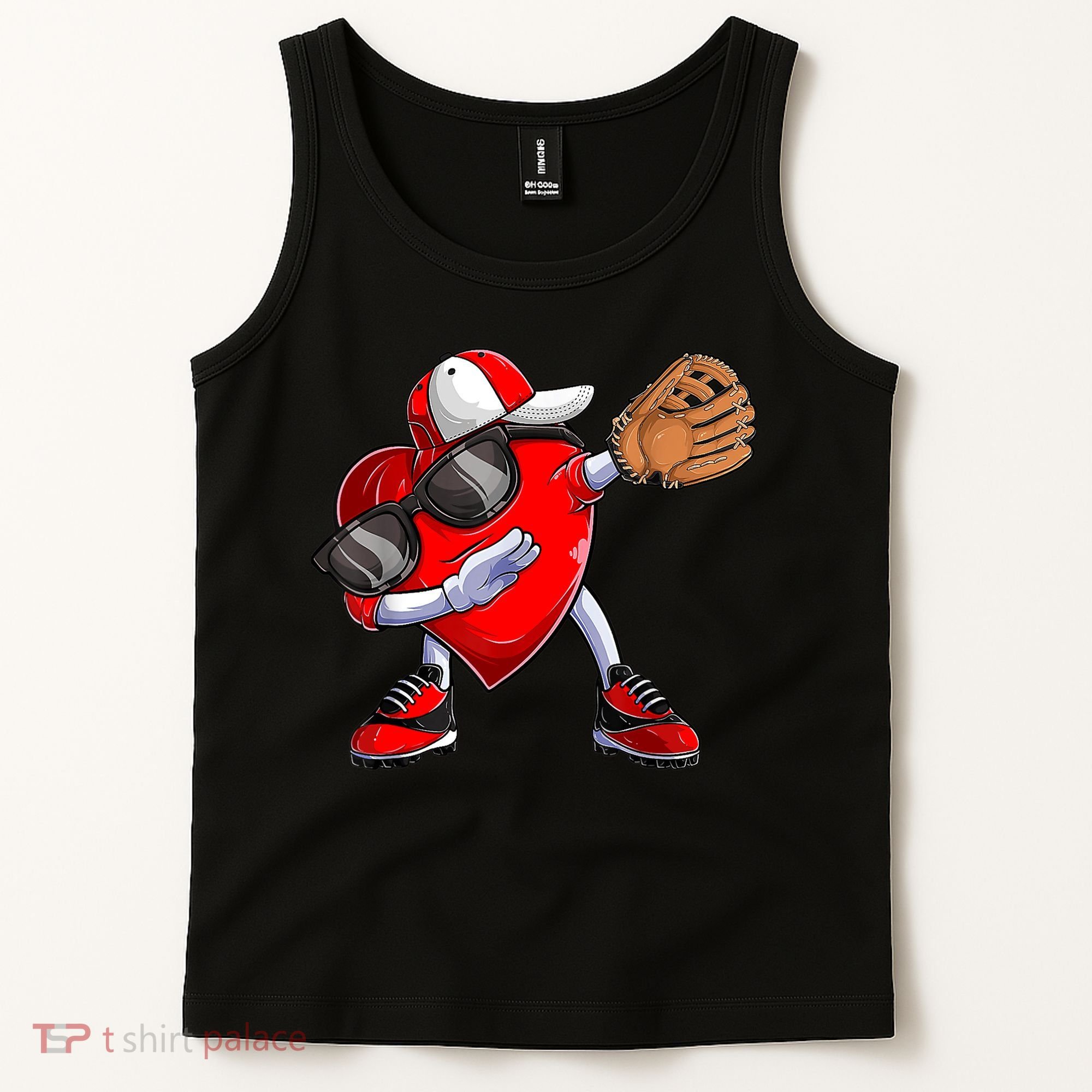Valentines Day Dabbing Heart Shirt Boys Baseball Catcher Tank Top
