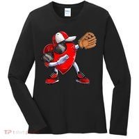 Valentines Day Dabbing Heart Shirt Boys Baseball Catcher Women's Long Sleeve Shirt thumb 0