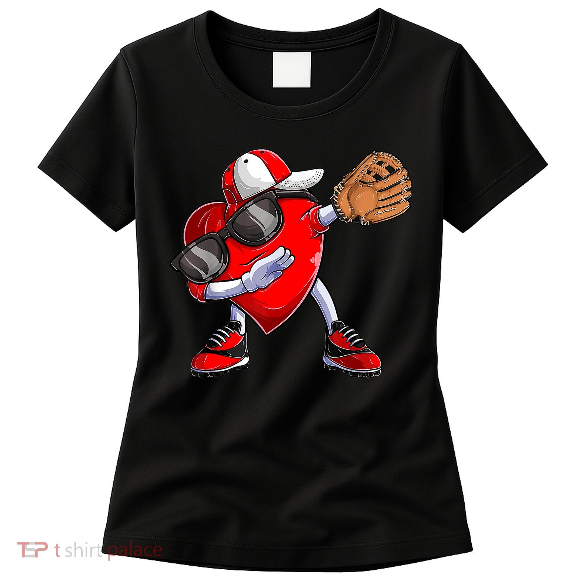 Valentines Day Dabbing Heart Shirt Boys Baseball Catcher Women's T-Shirt