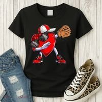 Valentines Day Dabbing Heart Shirt Boys Baseball Catcher Women's T-Shirt thumb 3
