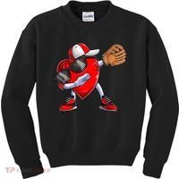 Valentines Day Dabbing Heart Shirt Boys Baseball Catcher Kids Sweatshirt thumb 0
