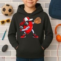 Valentines Day Dabbing Heart Shirt Boys Baseball Catcher Kids Hoodie thumb 2