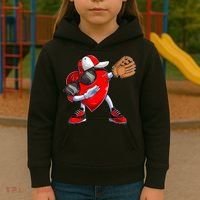 Valentines Day Dabbing Heart Shirt Boys Baseball Catcher Kids Hoodie thumb 3