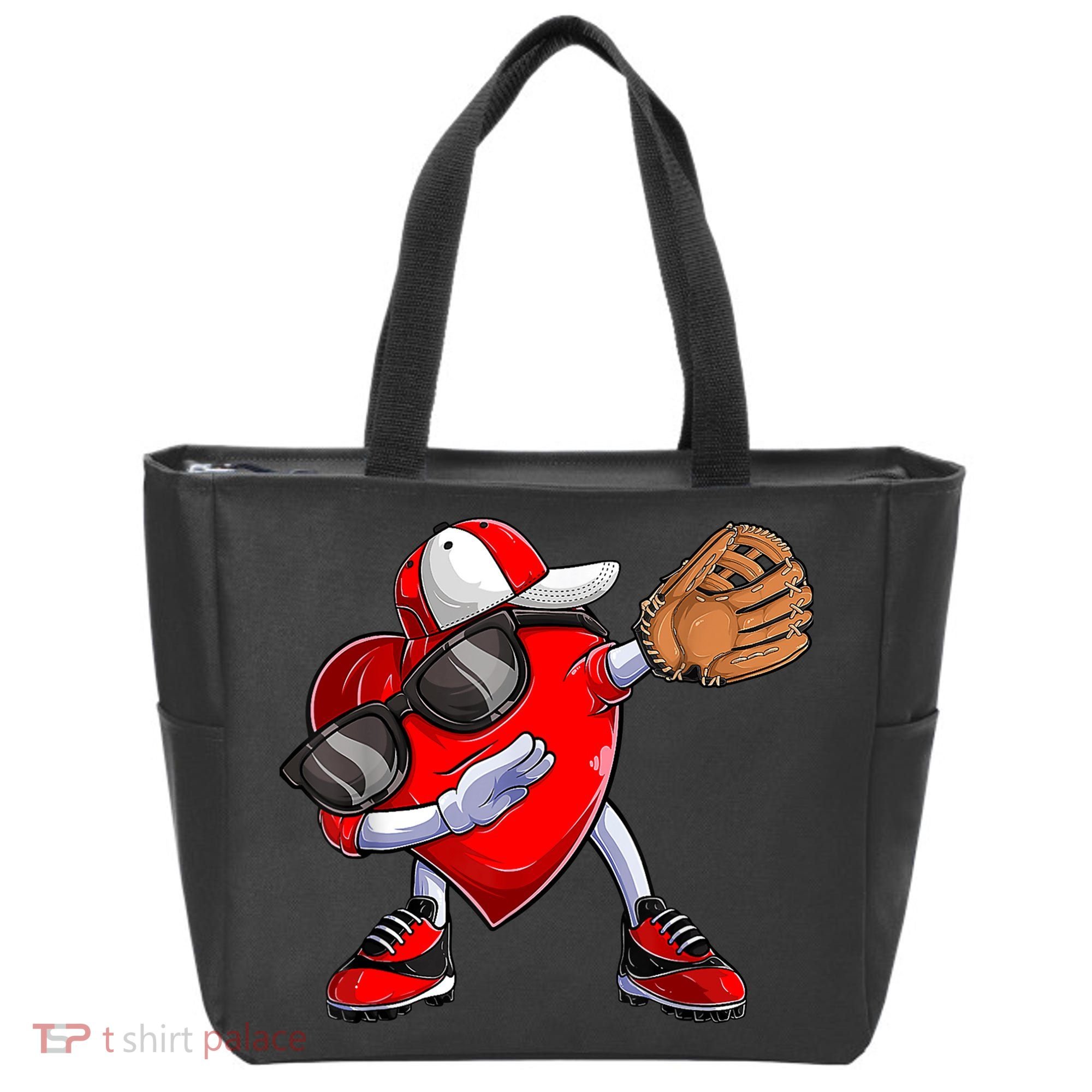 Valentines Day Dabbing Heart Shirt Boys Baseball Catcher Tote Bag