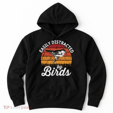 Vintage Distressed Easily Distracted By Birds Funny Bird Hoodie