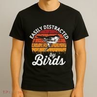 Vintage Distressed Easily Distracted By Birds Funny Bird T-Shirt thumb 3