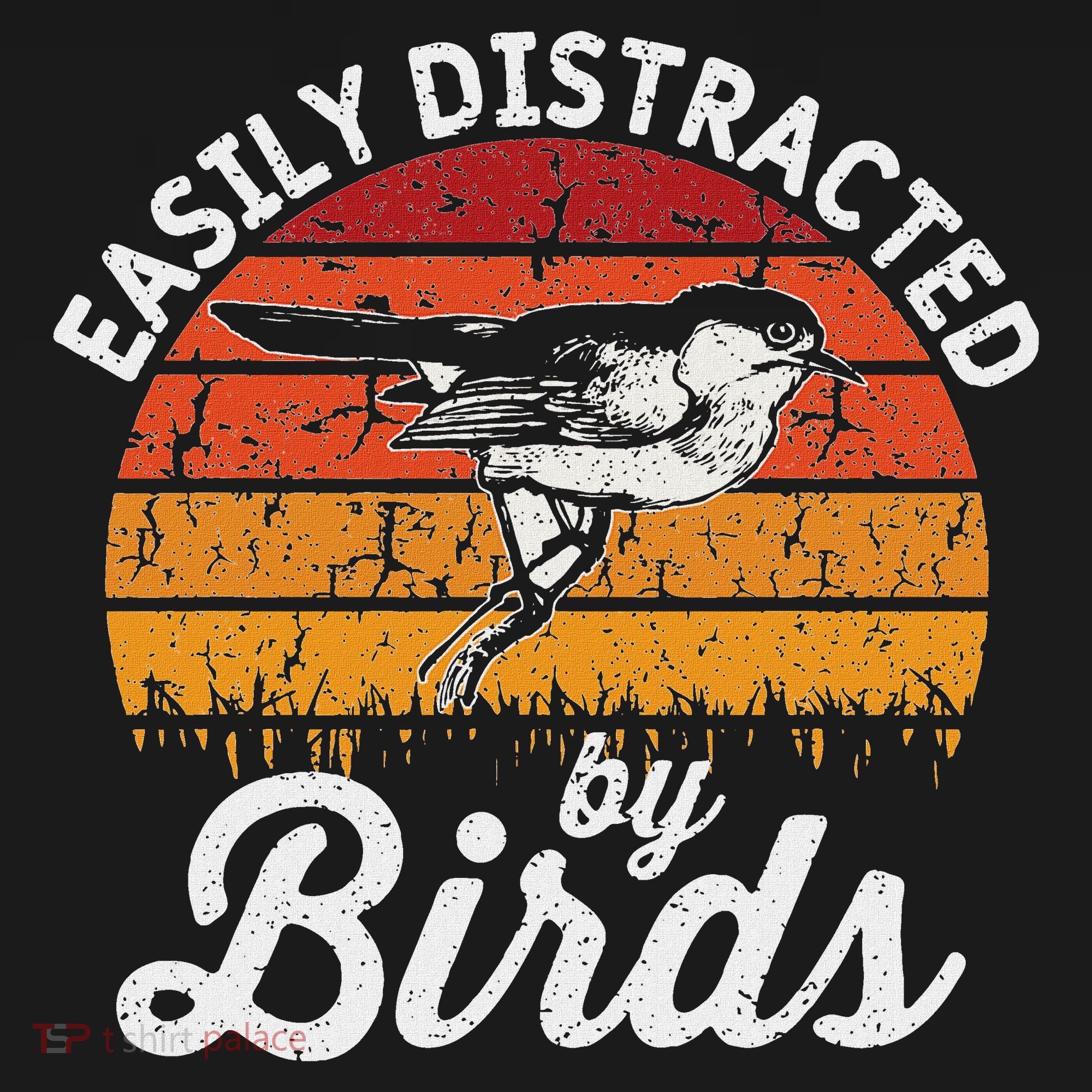 Vintage Distressed Easily Distracted By Birds Funny Bird T-Shirt