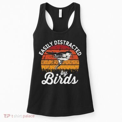 Vintage Distressed Easily Distracted By Birds Funny Bird Women's Tank Top