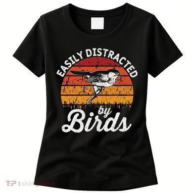 Vintage Distressed Easily Distracted By Birds Funny Bird Women's T-Shirt