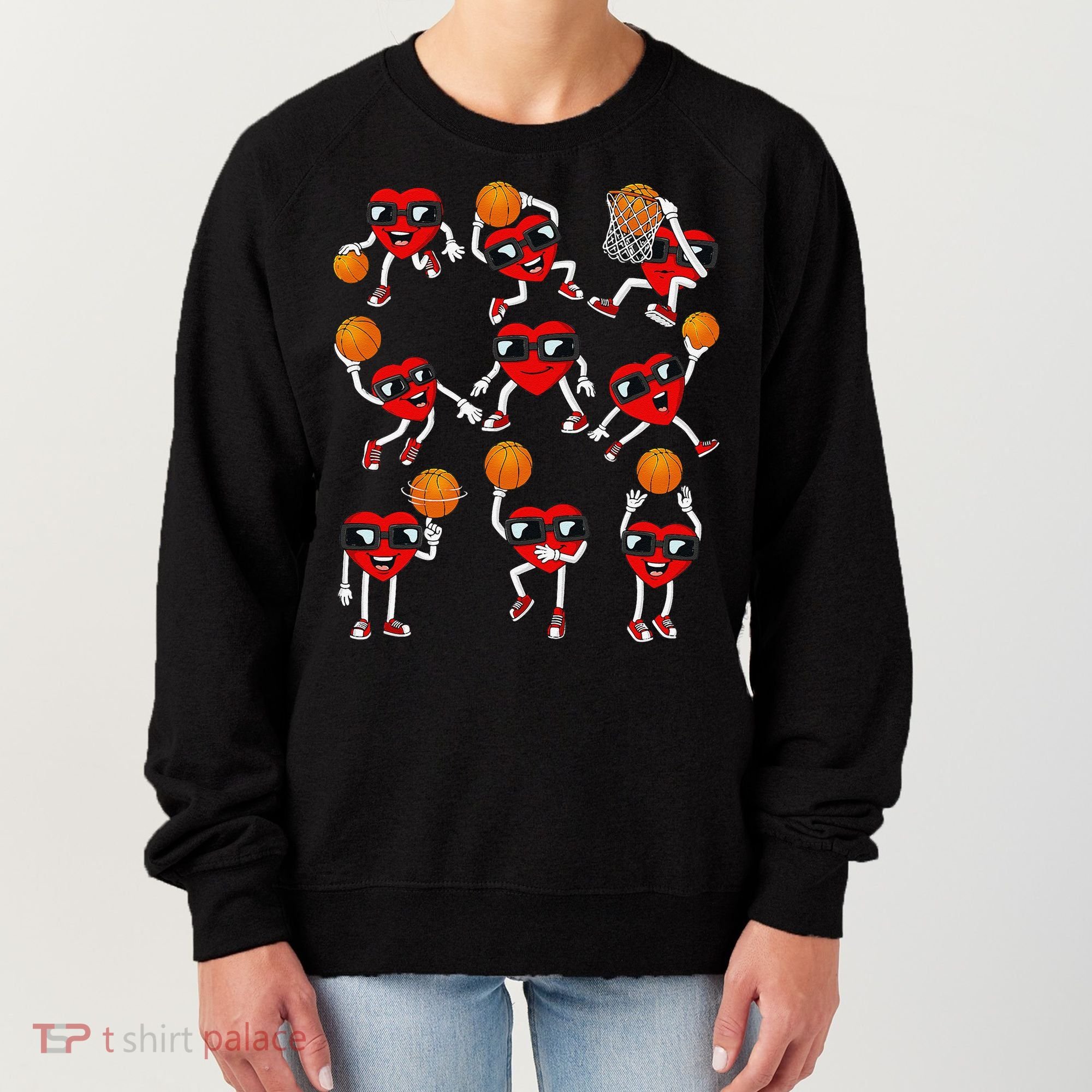 Valentines Day funny Basketball Heart Dunking Women's Sweatshirt