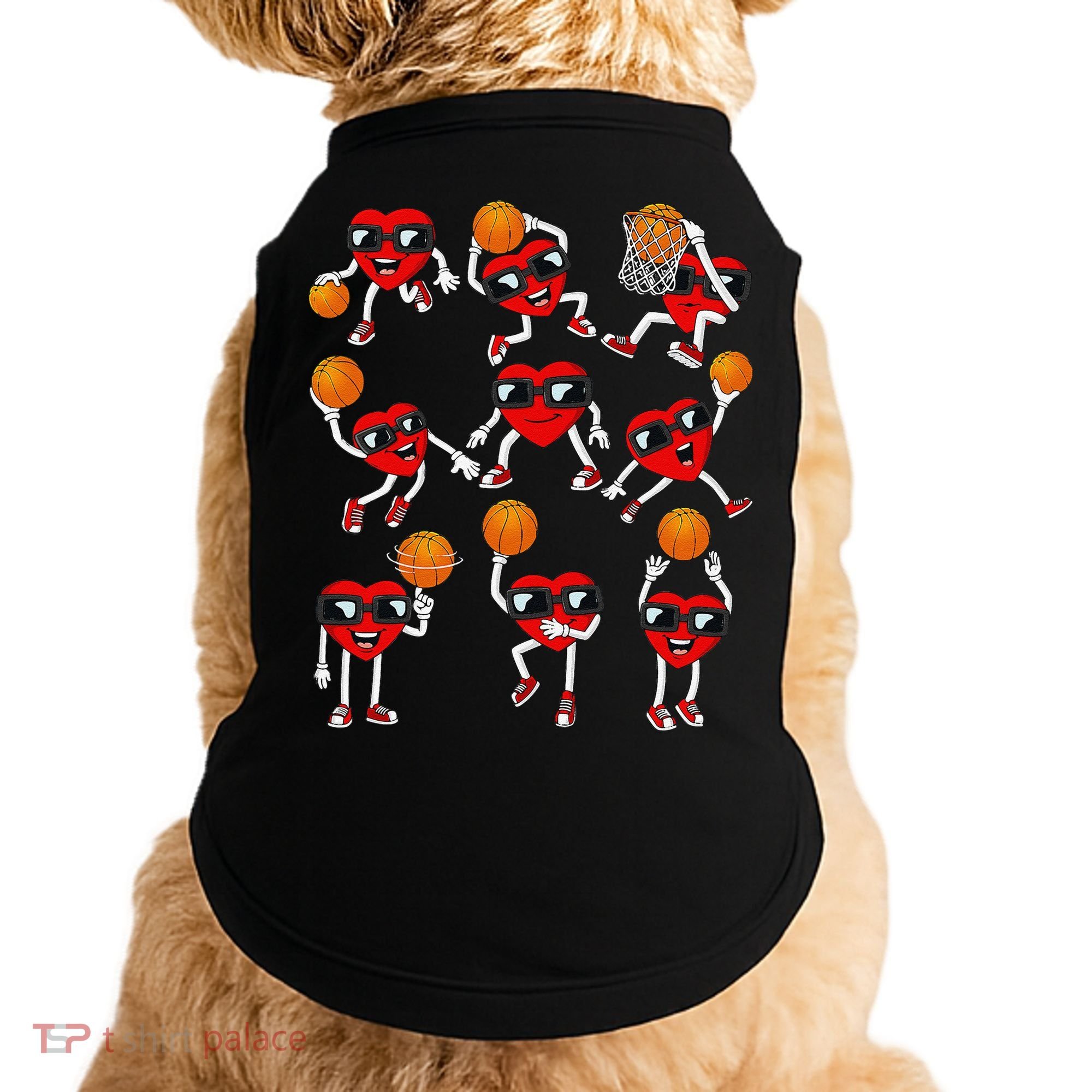 Valentines Day funny Basketball Heart Dunking Doggie Tank