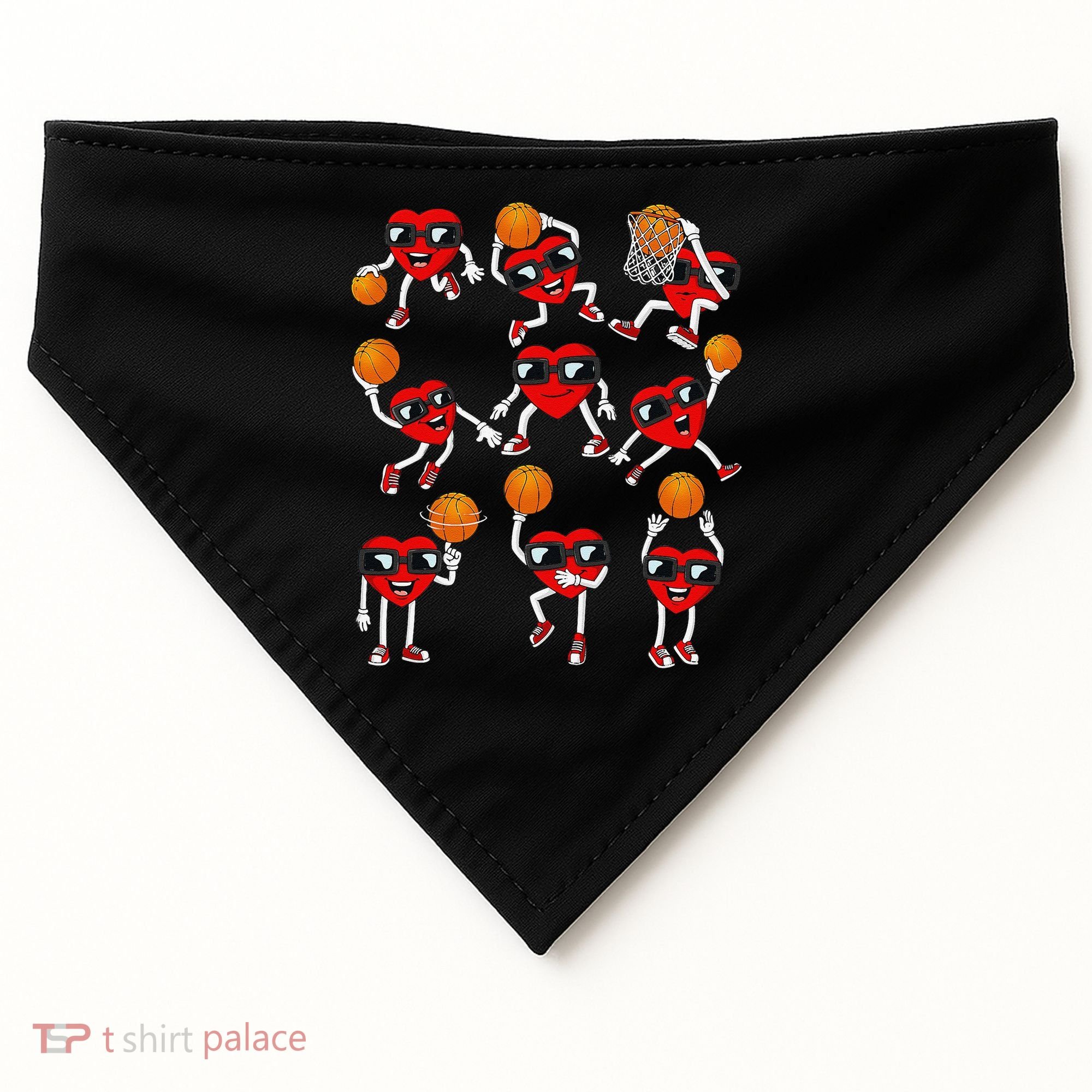 Valentines Day funny Basketball Heart Dunking USA-Made Doggie Bandana