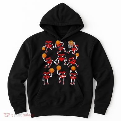 Valentines Day funny Basketball Heart Dunking Hoodie