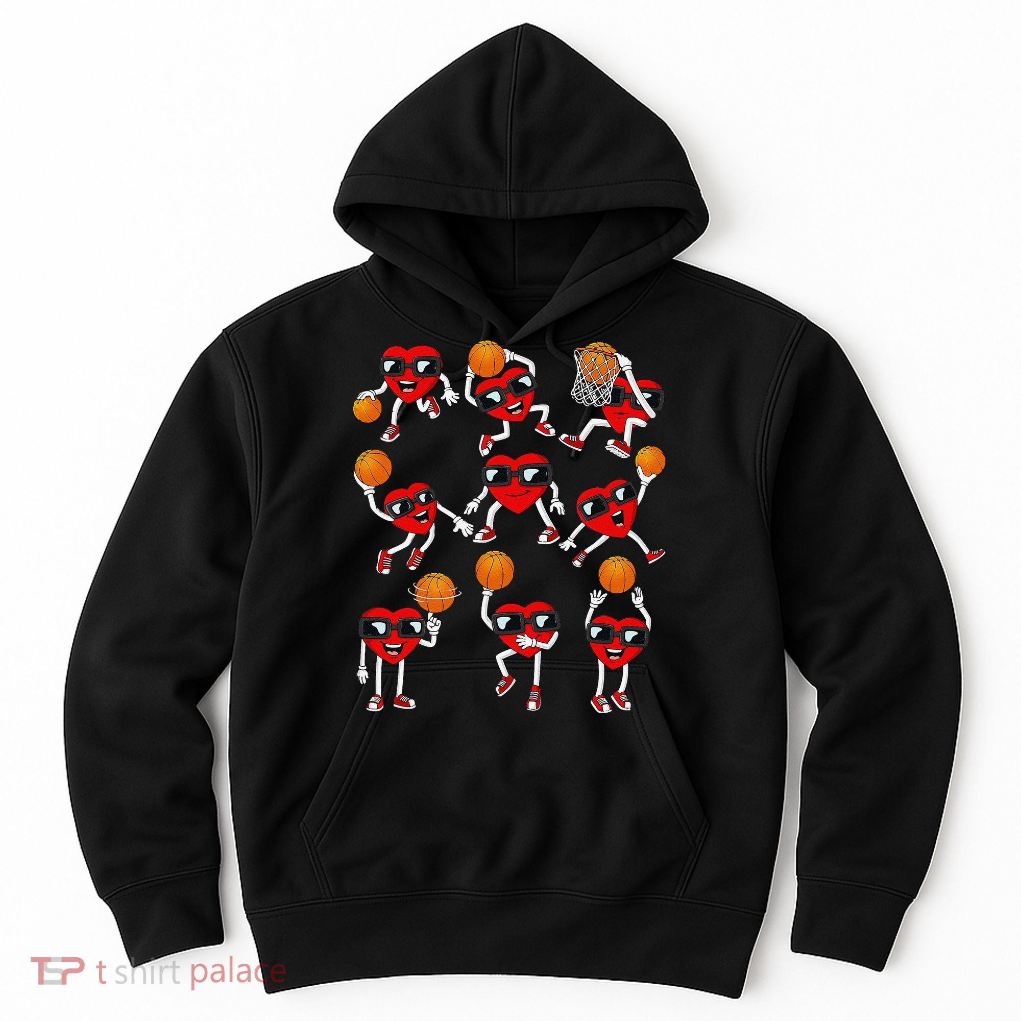 Valentines Day funny Basketball Heart Dunking Hoodie