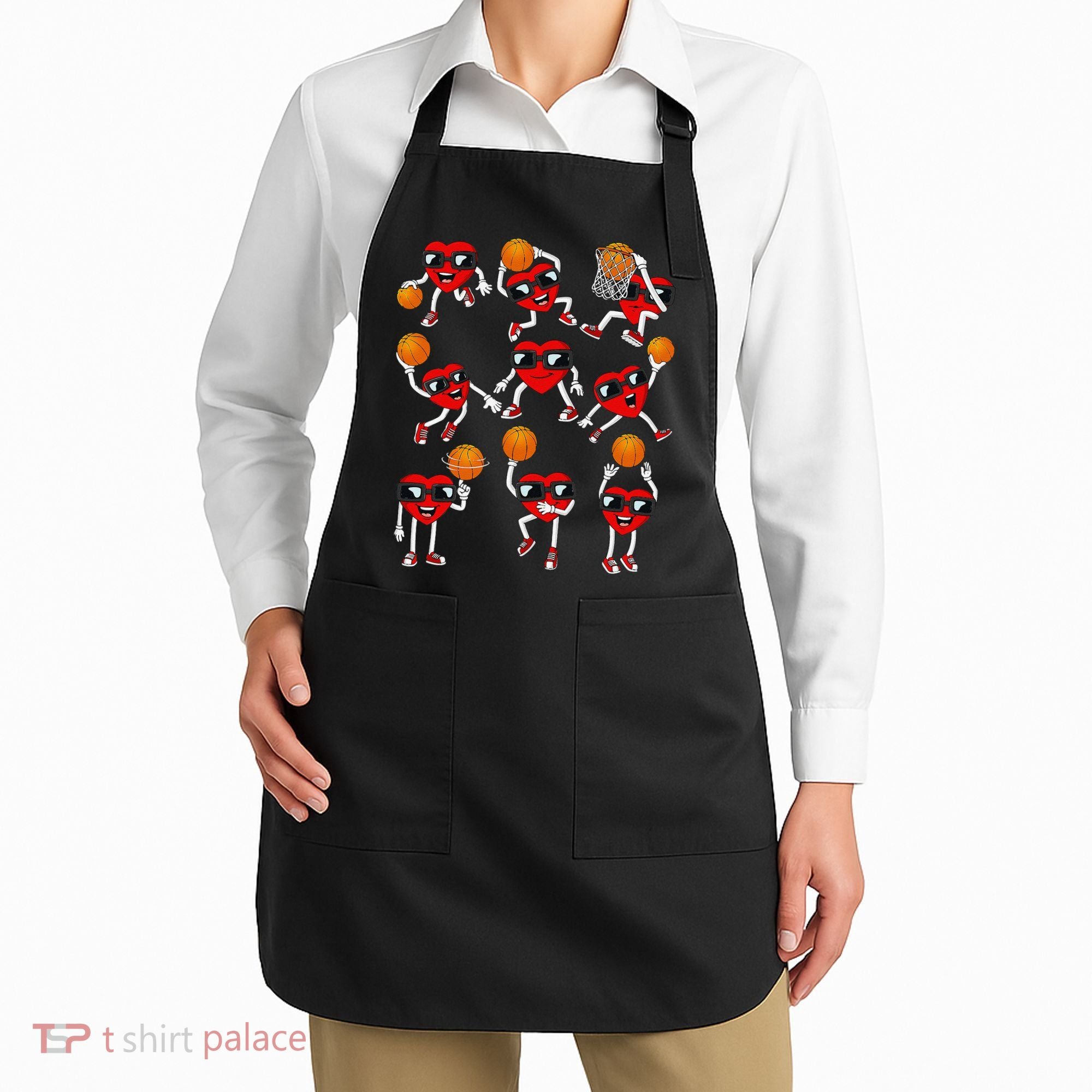 Valentines Day funny Basketball Heart Dunking Apron