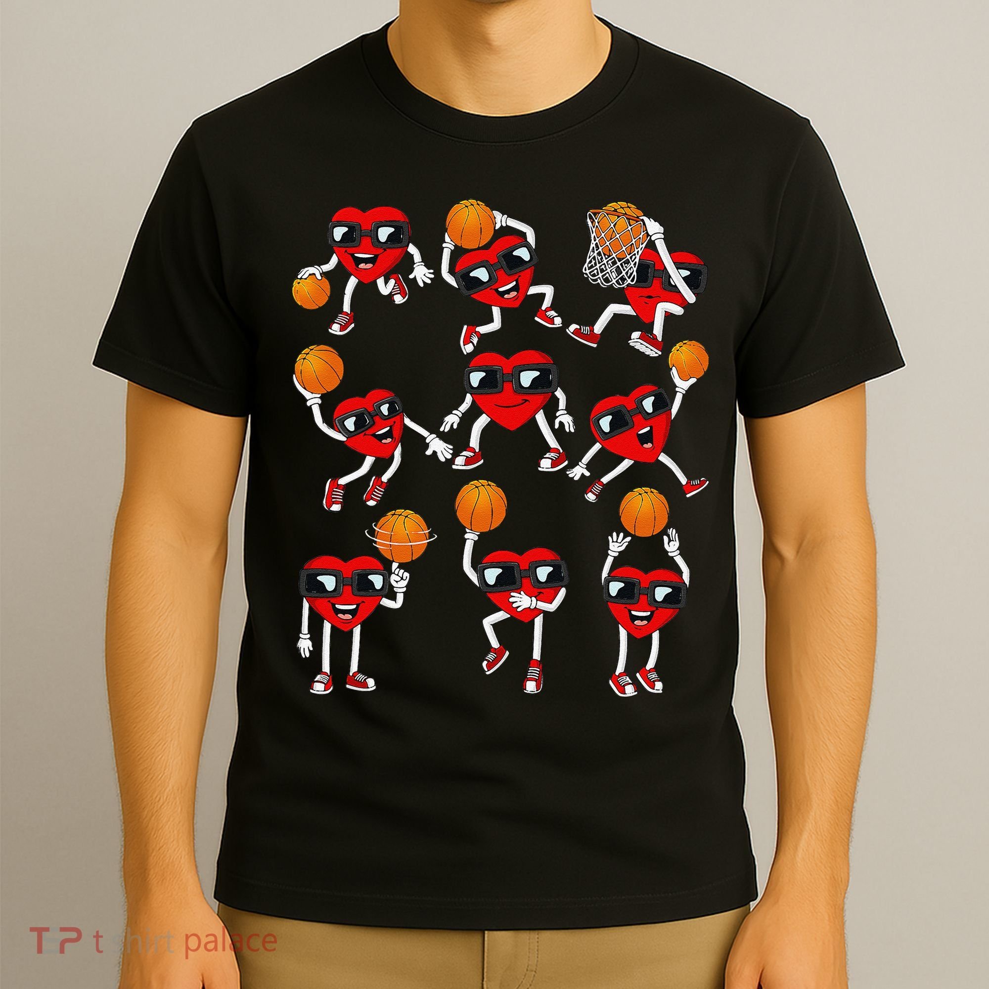 Valentines Day funny Basketball Heart Dunking T-Shirt