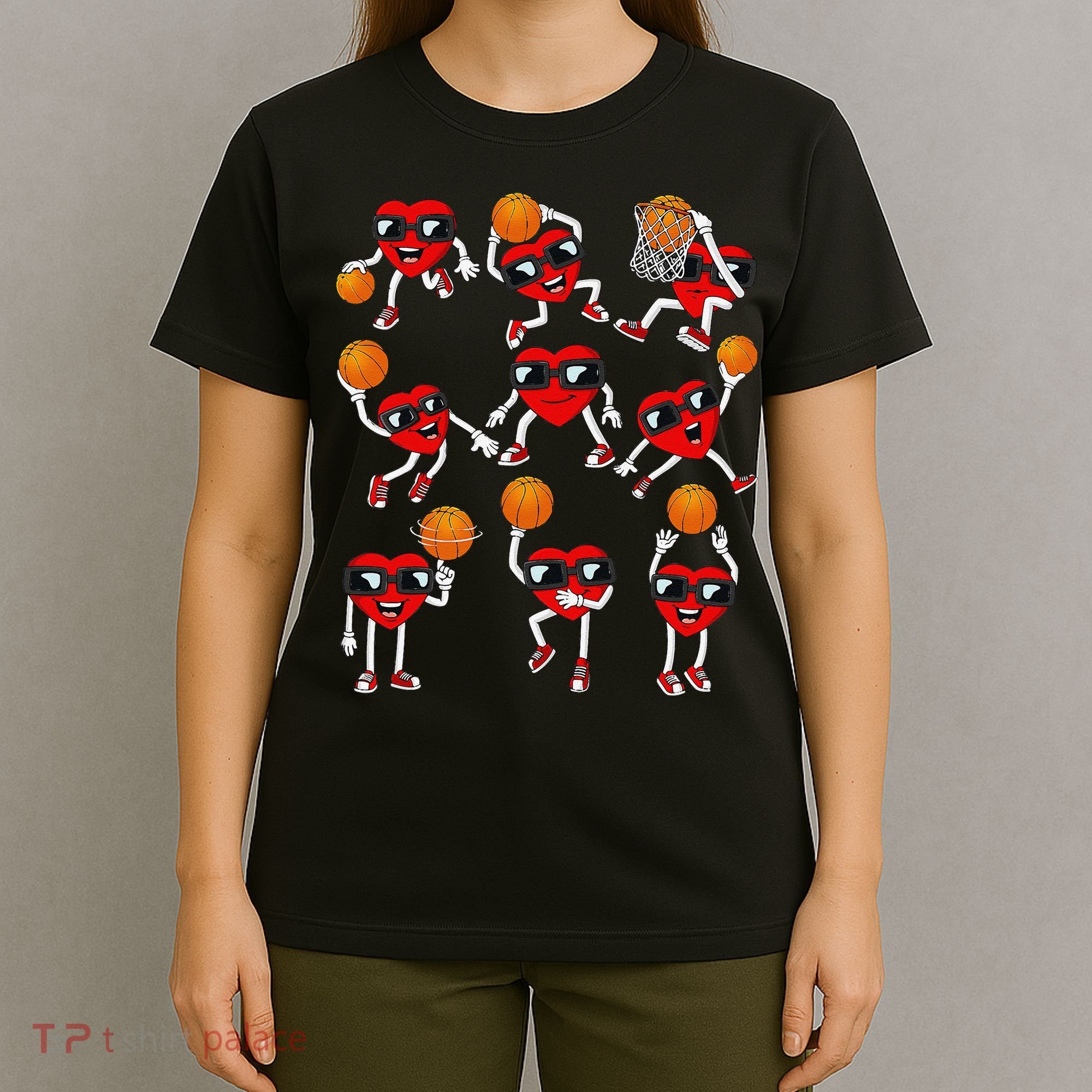 Valentines Day funny Basketball Heart Dunking T-Shirt