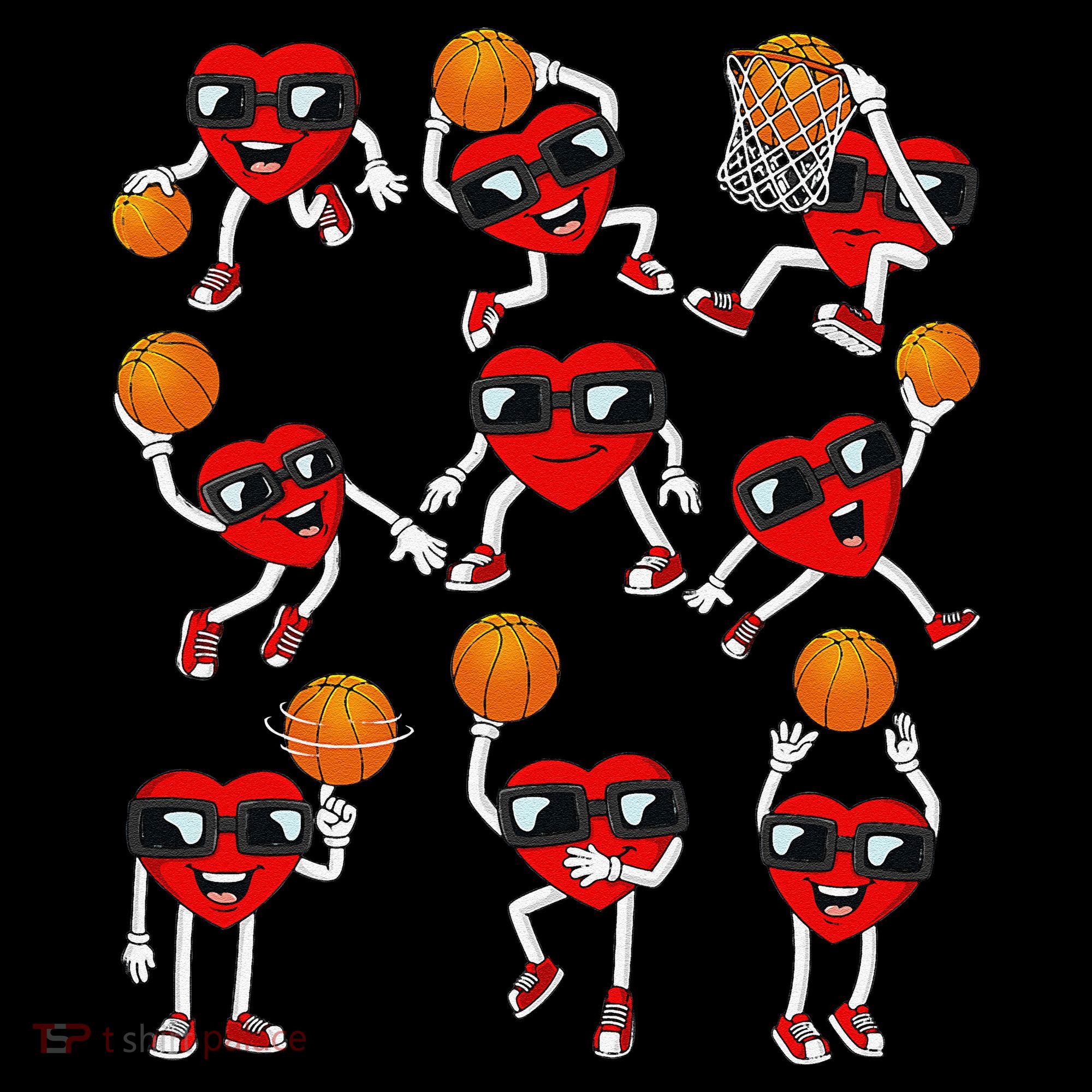 Valentines Day funny Basketball Heart Dunking Women's Hoodie