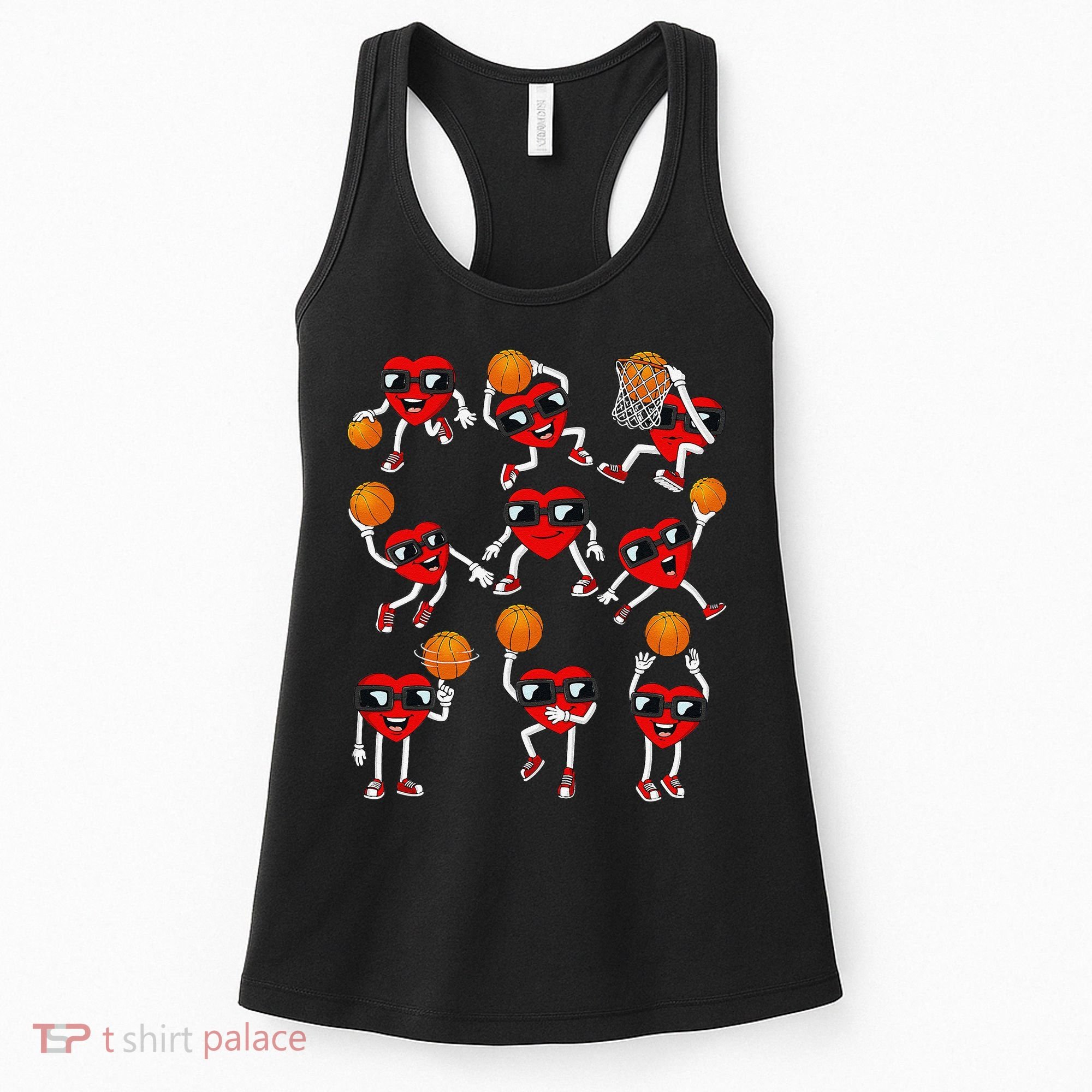Valentines Day funny Basketball Heart Dunking Women's Tank Top