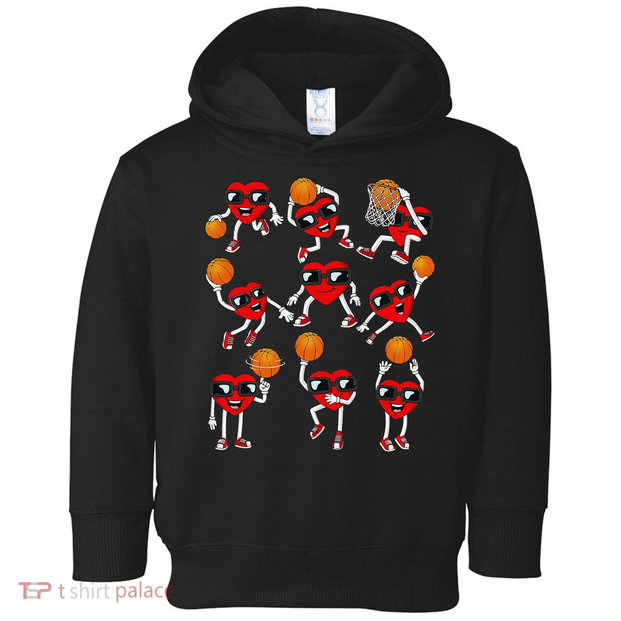 Valentines Day funny Basketball Heart Dunking Toddler Hoodie
