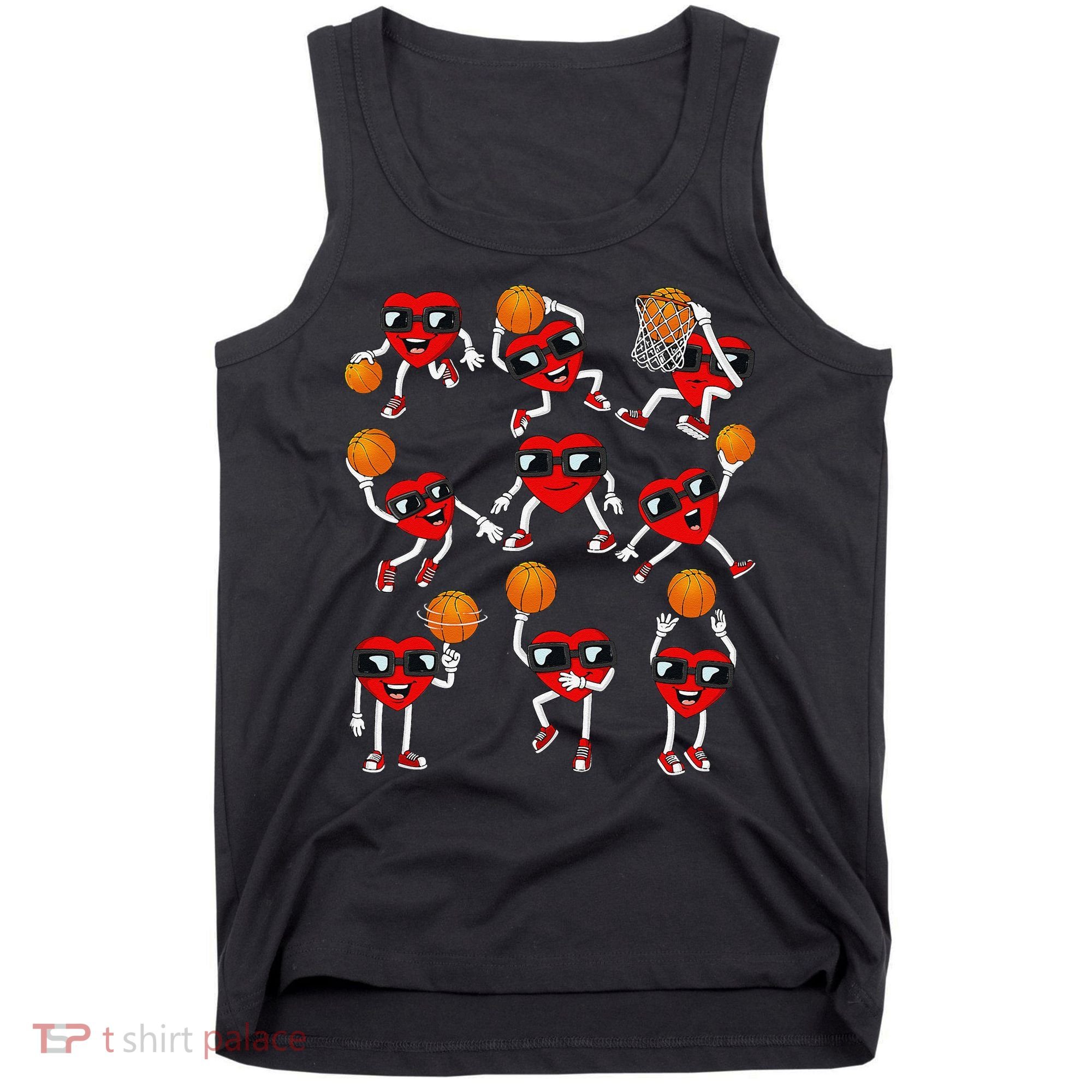 Valentines Day funny Basketball Heart Dunking Tank Top