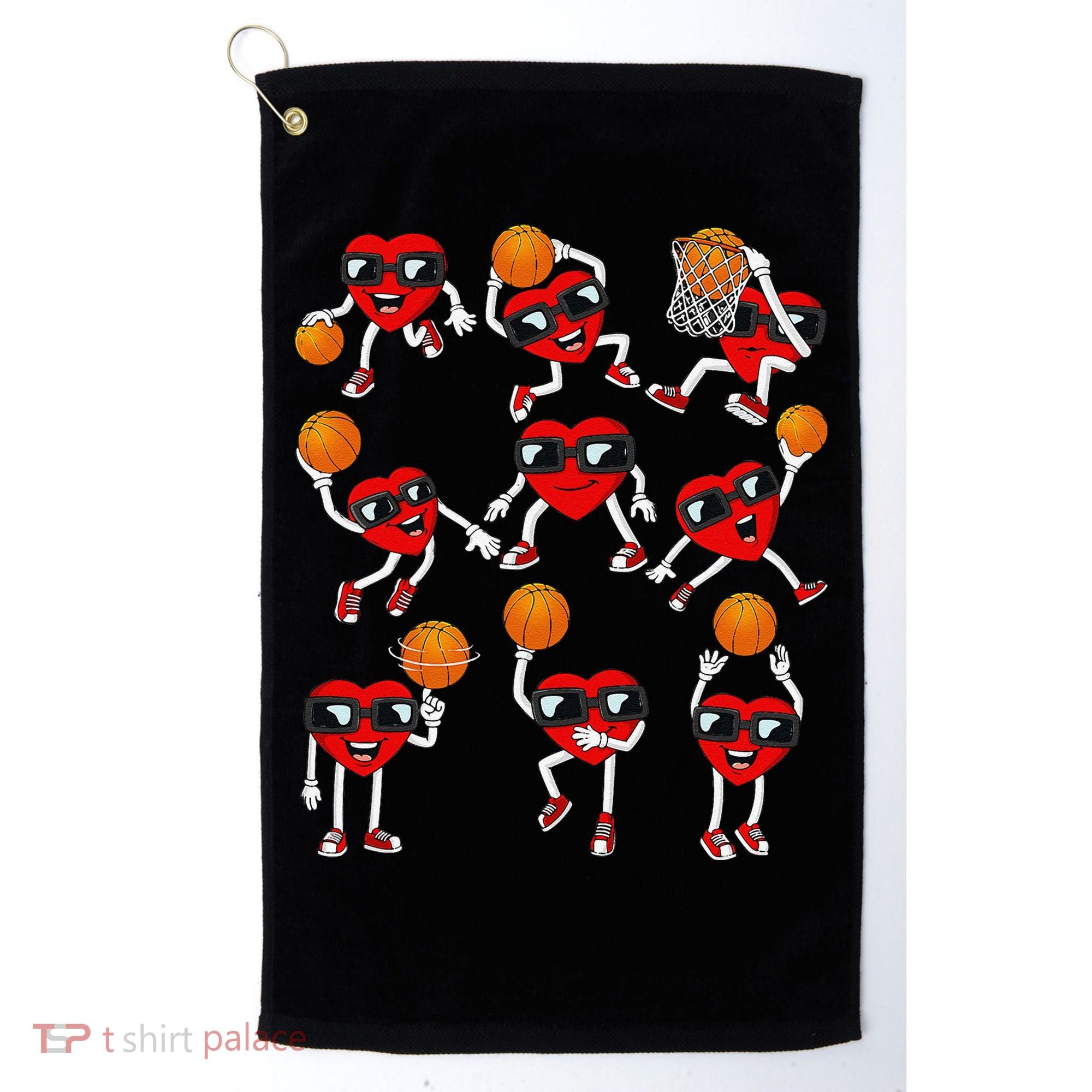 Valentines Day funny Basketball Heart Dunking Golf Towel