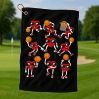 Valentines Day funny Basketball Heart Dunking Golf Towel thumb 1