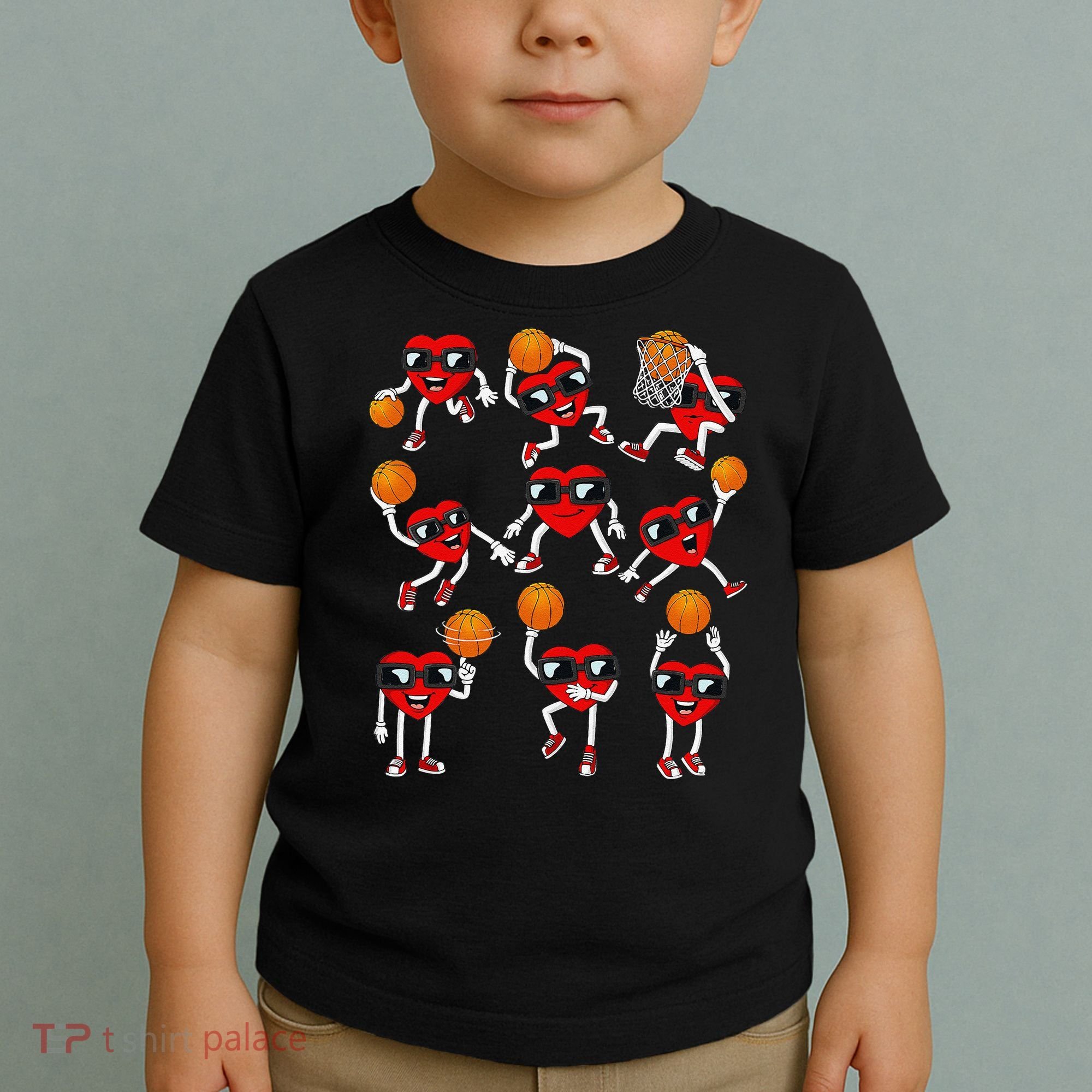Valentines Day funny Basketball Heart Dunking Toddler T-Shirt